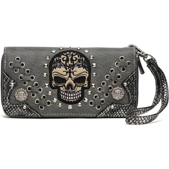Sugar Skull Punk Art Rivet Stud Biker Purse Women Fashion Backpack Python - Picture 3 of 8